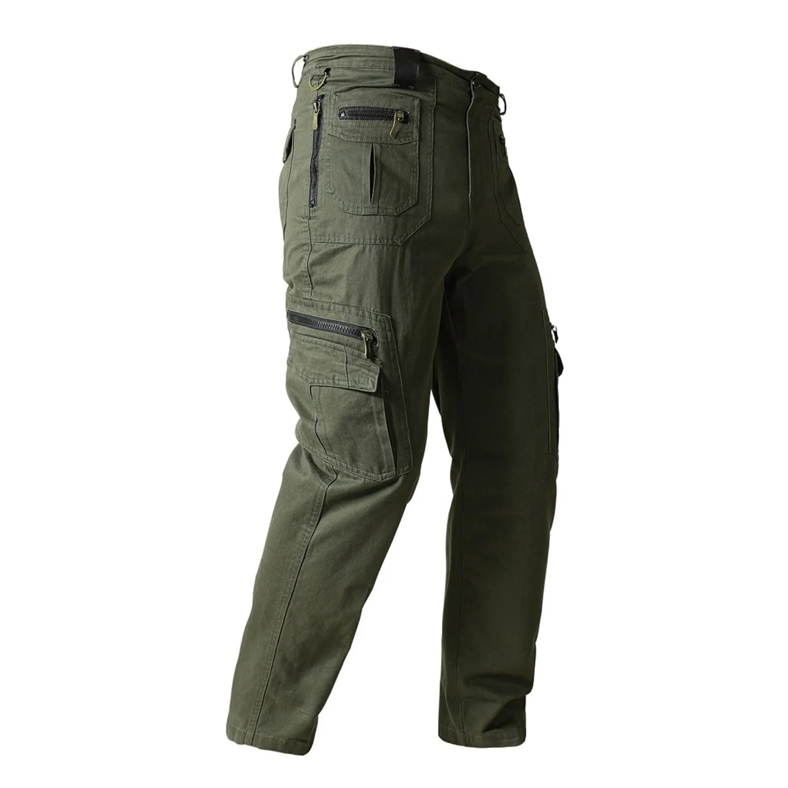 100% COTTON MULTI-POCKETS ZIPPER CARGO PANTS