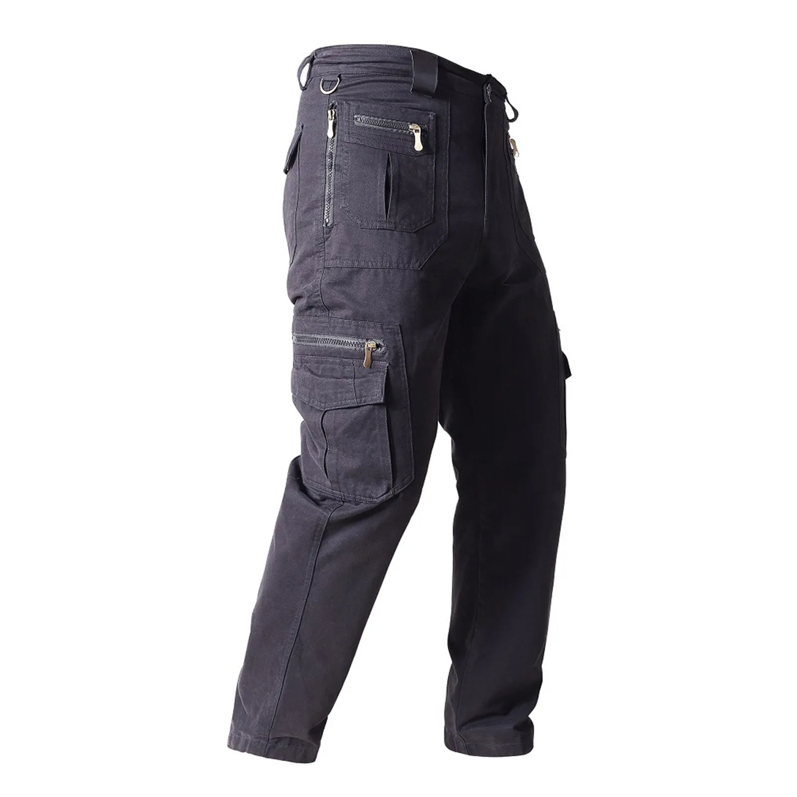 100% COTTON MULTI-POCKETS ZIPPER CARGO PANTS