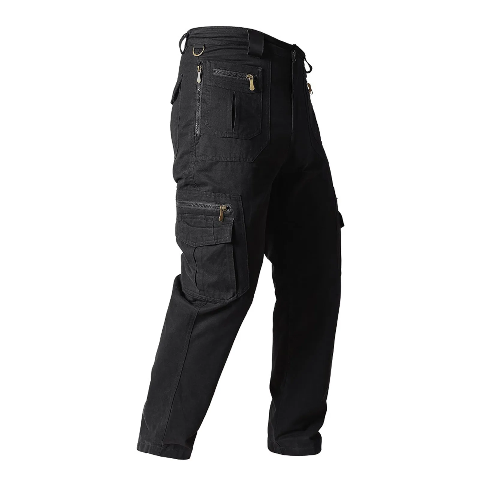 100% COTTON MULTI-POCKETS ZIPPER CARGO PANTS