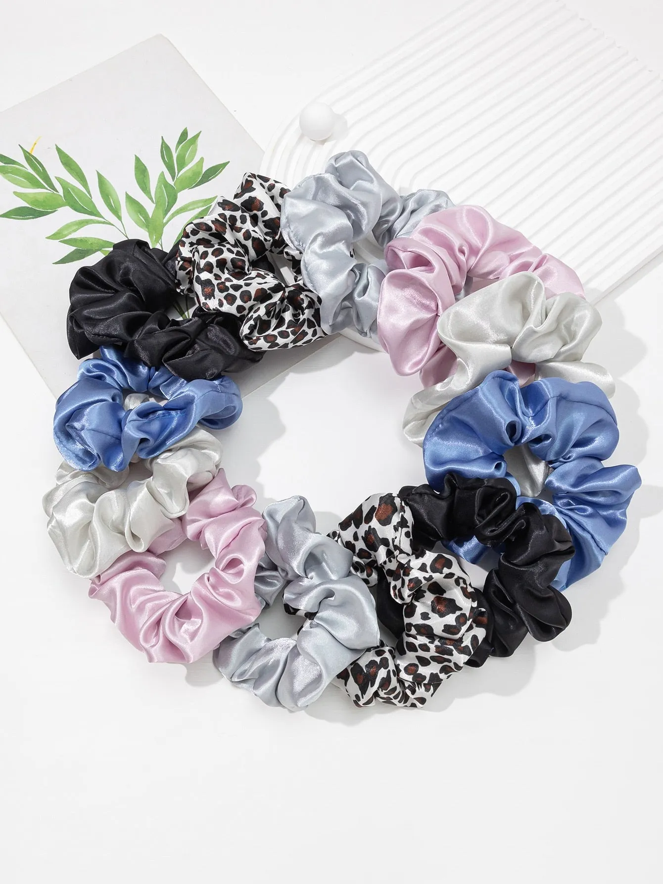 12pcs Plain Pleated Scrunchie