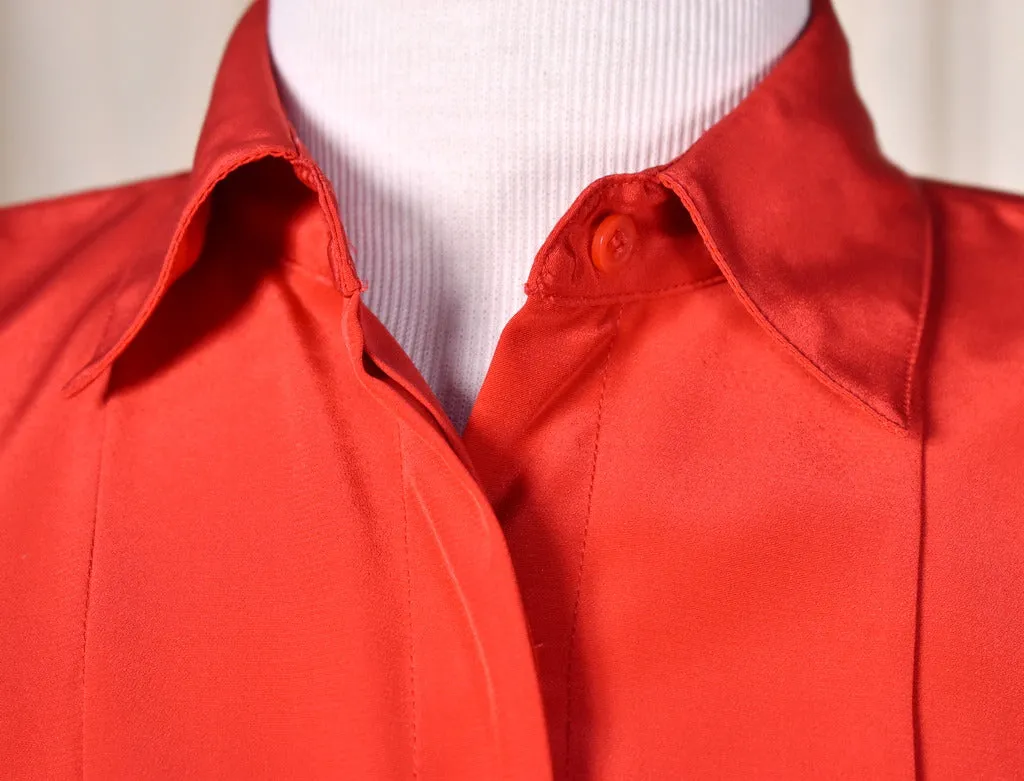 1940s Red Pleated Blouse