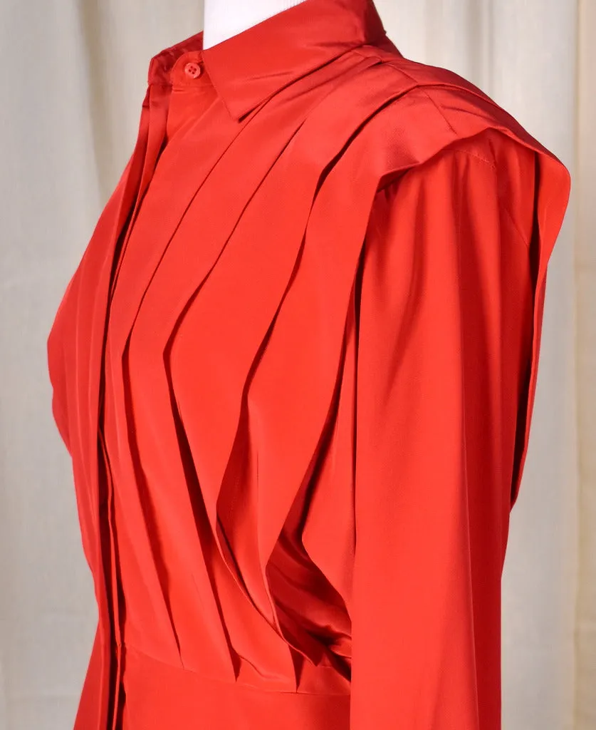 1940s Red Pleated Blouse