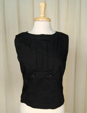 1950s Black Pleated Blouse