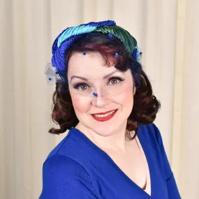 1950s Blue Pleated Leaves Hat