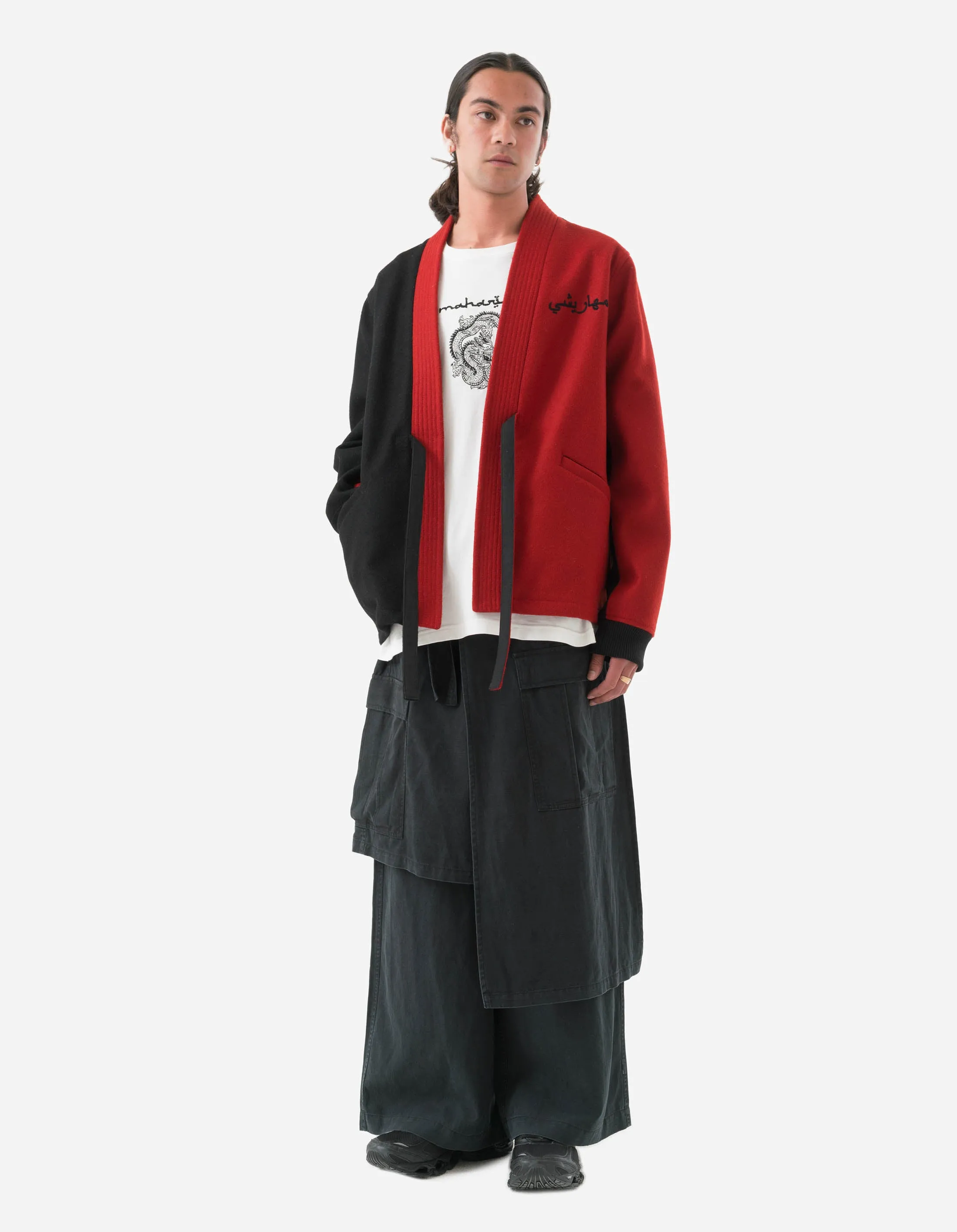 4588 Asym Cargo Hakama Pants Black