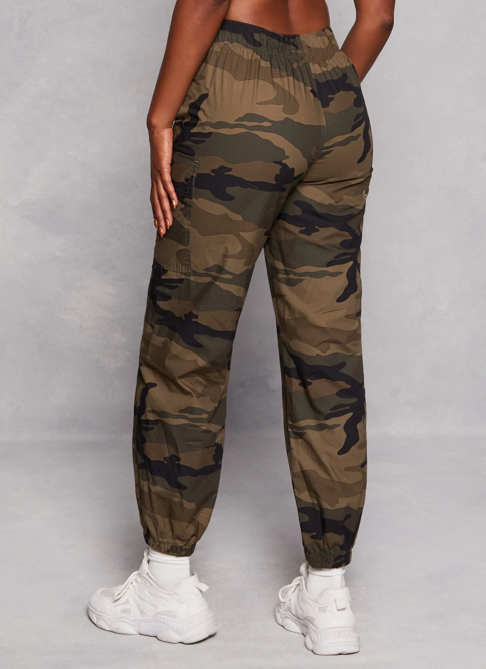 Almost Famous Camo Buckle Waist Cargo Pants