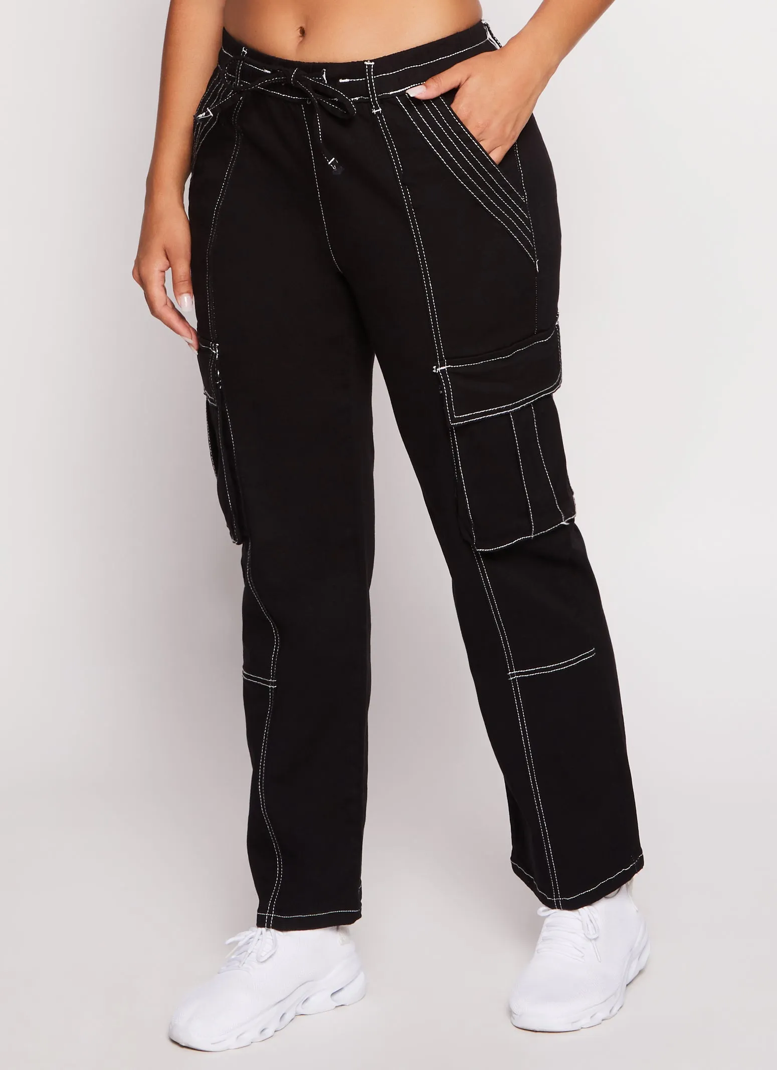 Almost Famous Contrast Stitch Cargo Pants