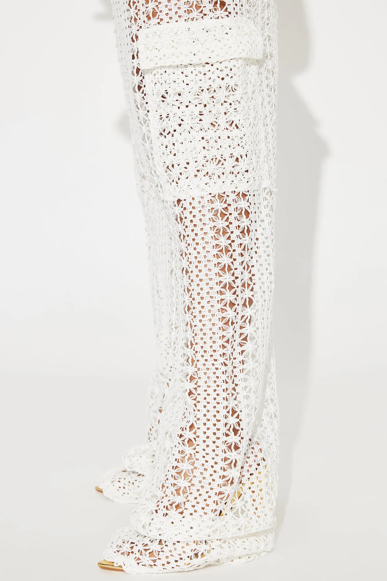 Alora Crochet Cover Up Cargo Pants - Ivory