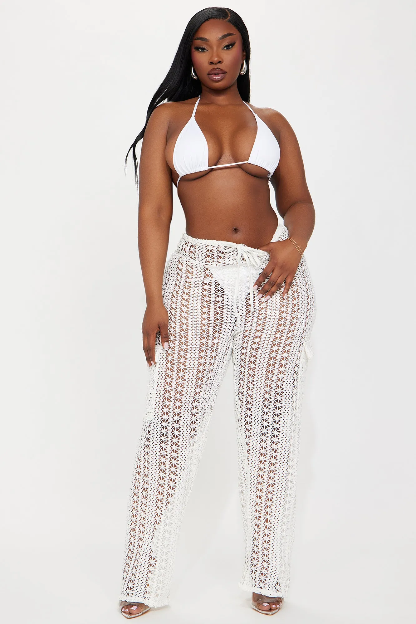 Alora Crochet Cover Up Cargo Pants - Ivory