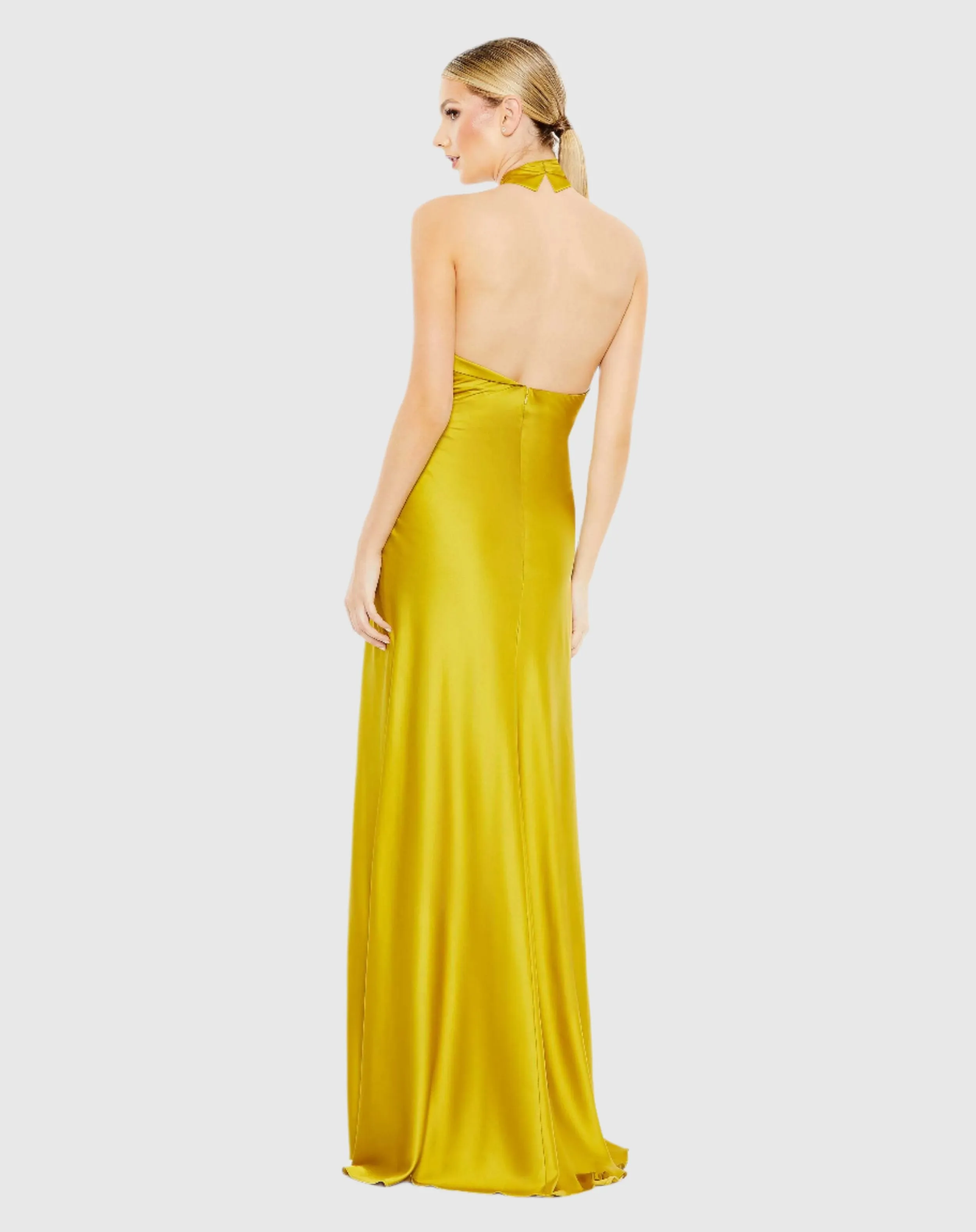 Asymmetrical Crisscross Halter Gown