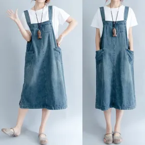 BABAKUD Solid Color Denim Casual Strap Skirt