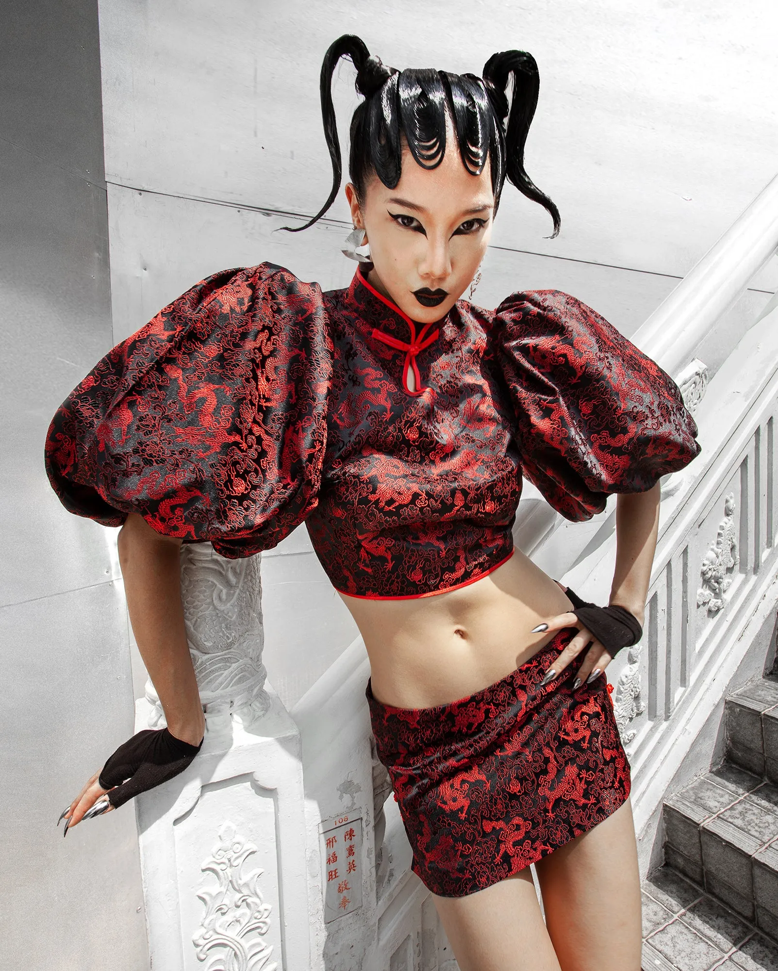 Baju Qipao Pong (Red Tenun Naga)