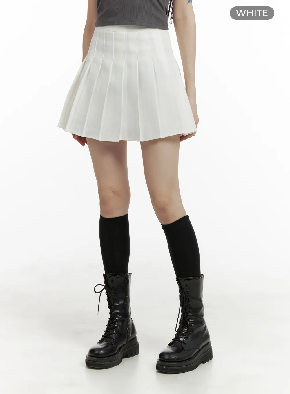 Basic Cotton Pleated Mini Skirt OM426