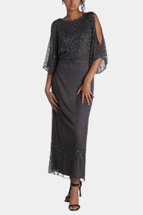 Bead Embellished Cold Shoulder Blouson Dress