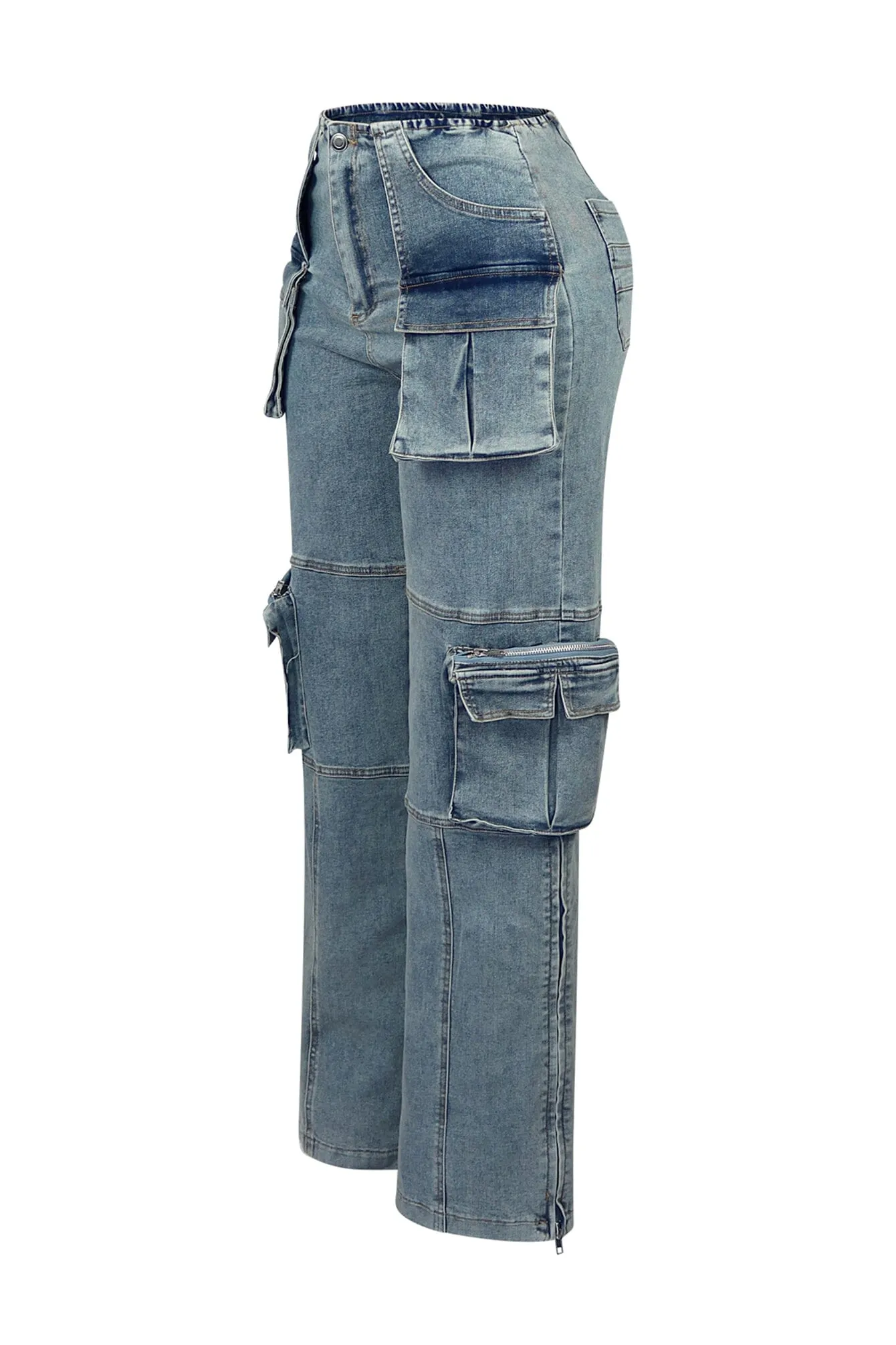 Beck Washed Denim Cargo Pants