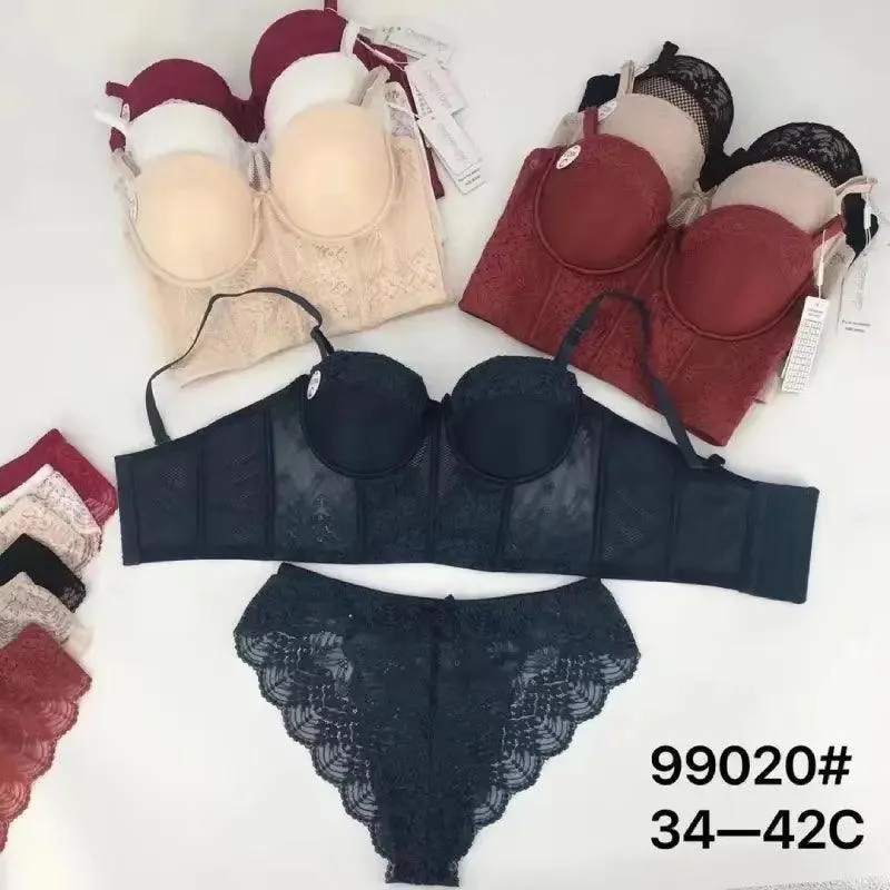 Best Girls Underwear Women Small Chest Gathered Lace No Steel Ring Adjustment Type Upper Collection Side Milk Latex Bra Set