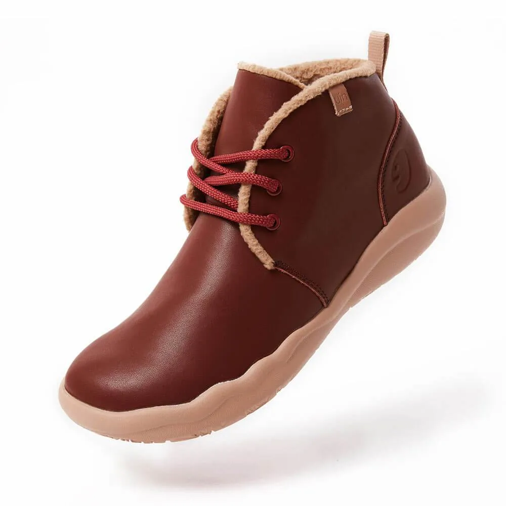 Bilbao Burgundy Split Leather Lace-up Boots Women