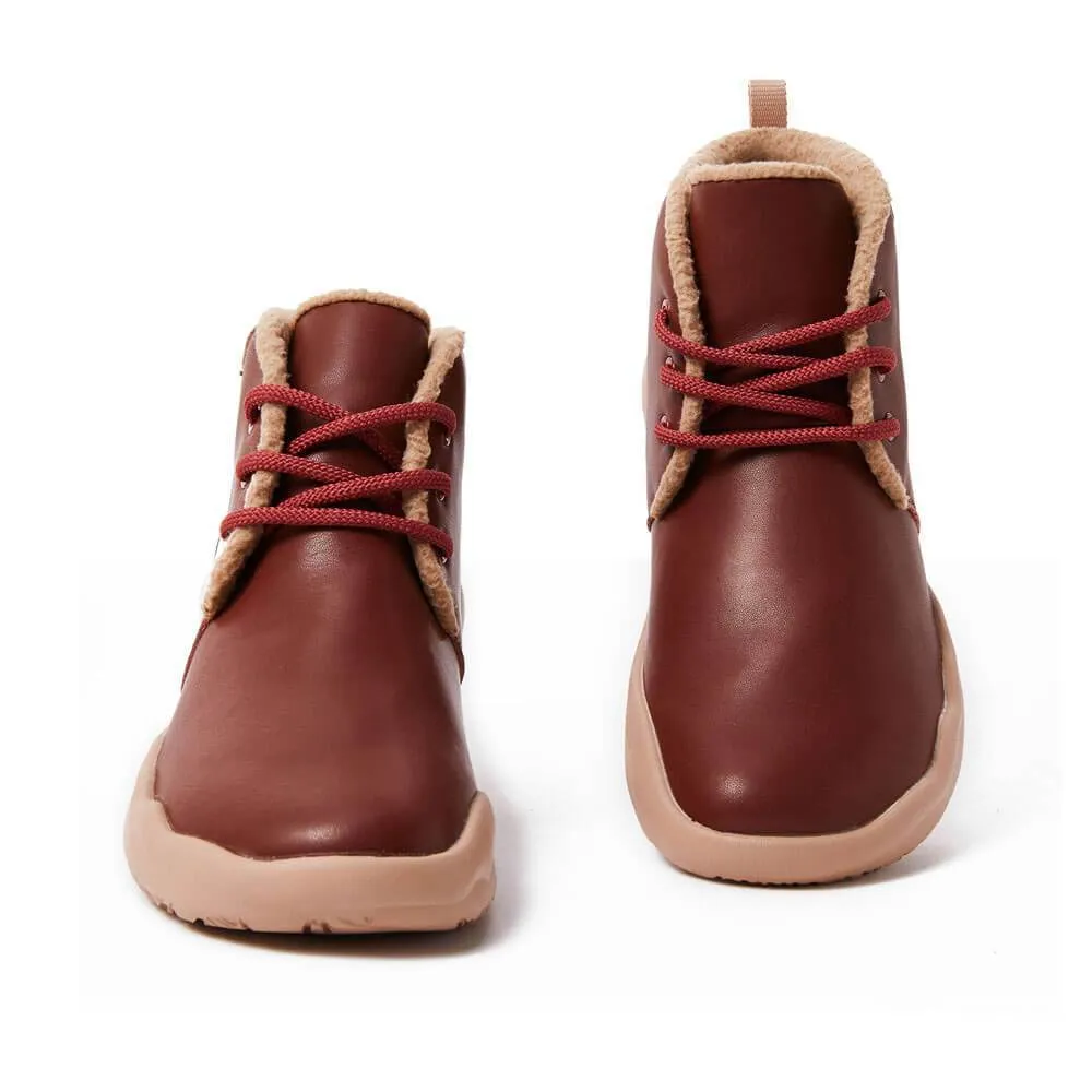 Bilbao Burgundy Split Leather Lace-up Boots Women