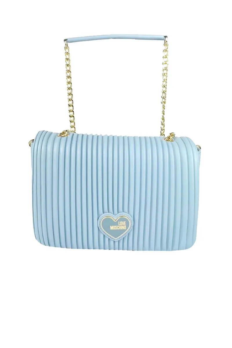 Borsa Pleated Pu - Azzurro