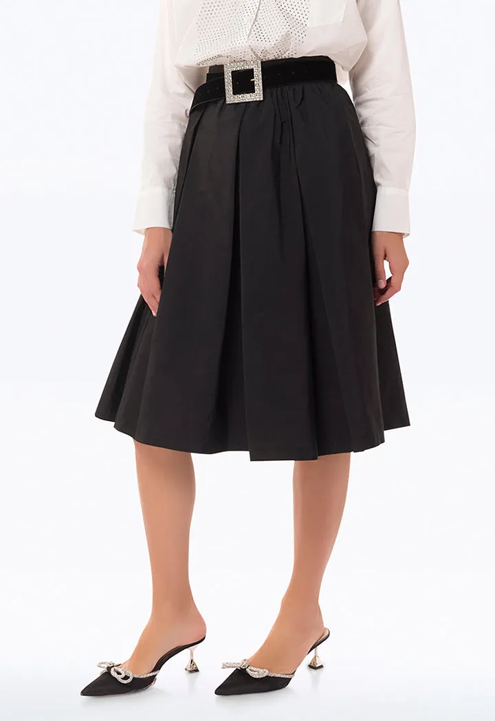 Box Pleat Solid Skirt