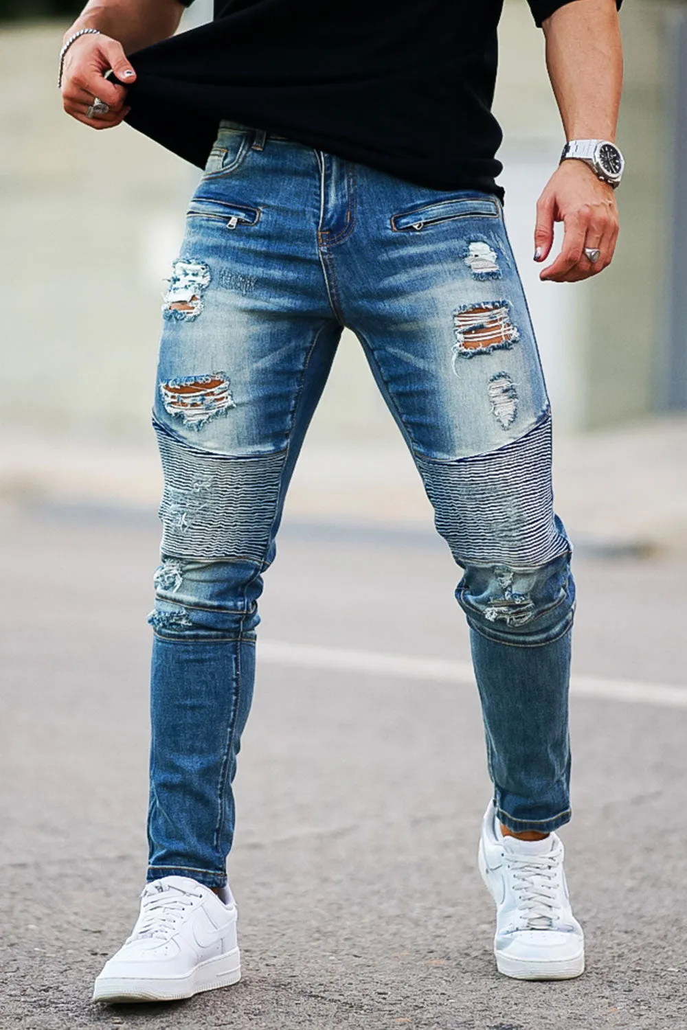 Buy $80 Free Shipping Men's Washed Blue Jean