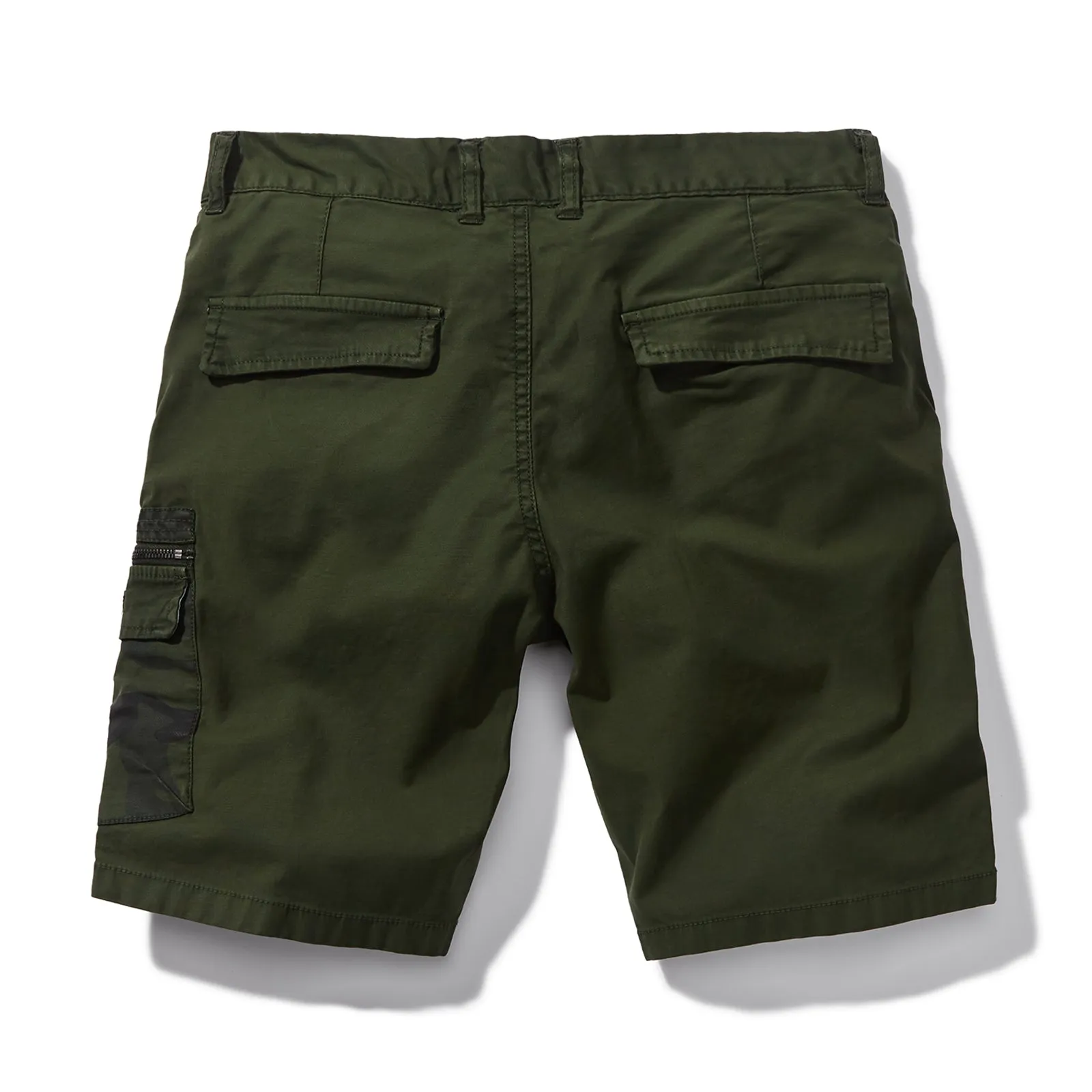 CAMO PATCHWORK ZIPPER 11'' INSEAM CARGO SHORTS