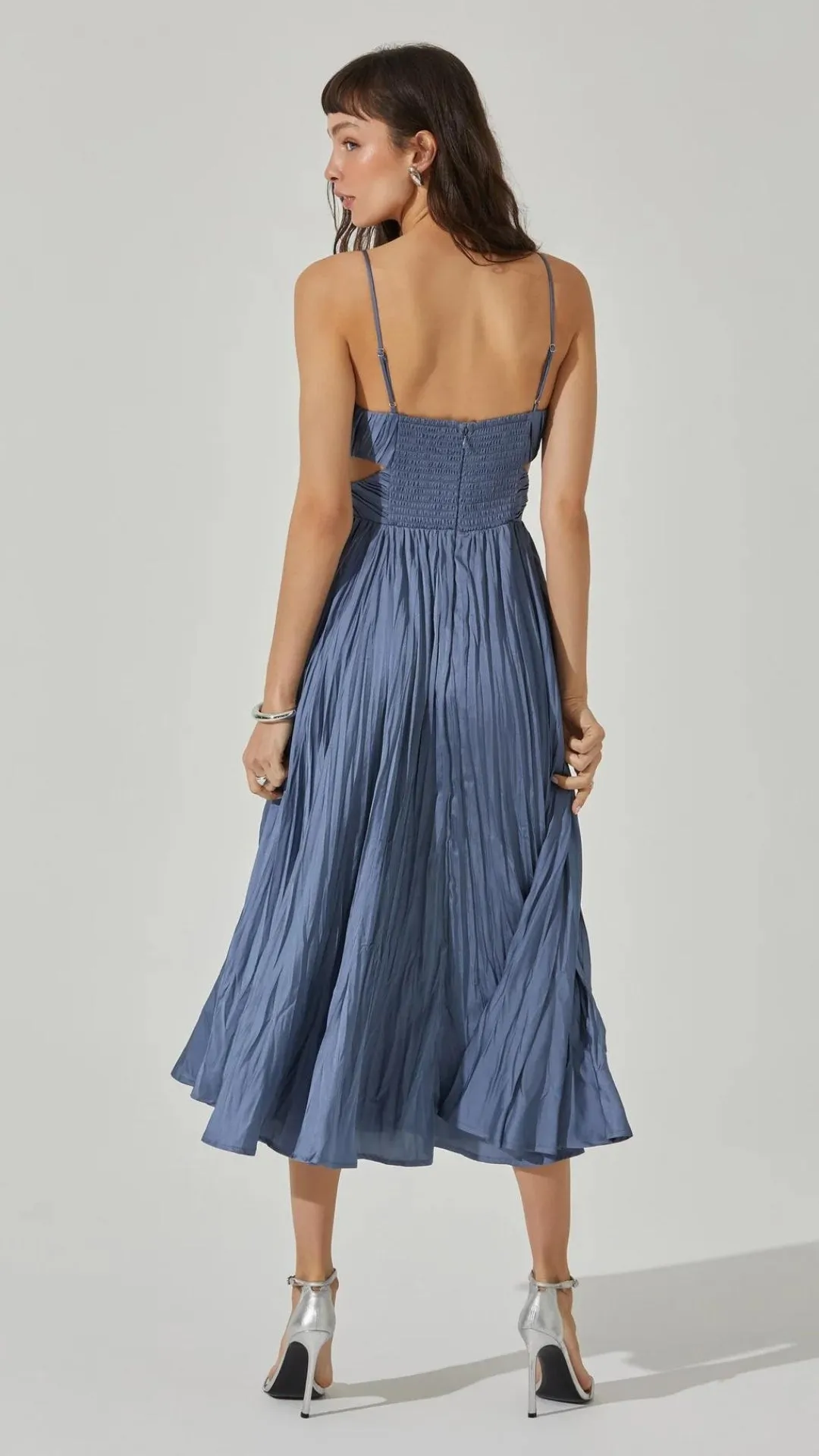 CAPITOLA PLEATED DRESS - Slate Blue