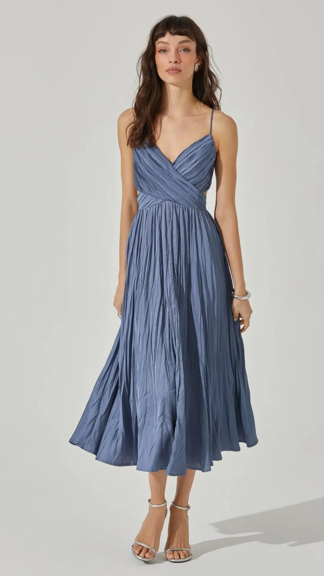 CAPITOLA PLEATED DRESS - Slate Blue