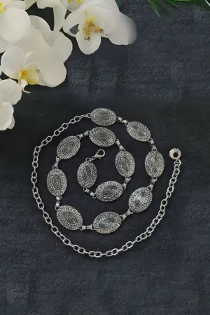 Carved Flowers Metal Chain Belt