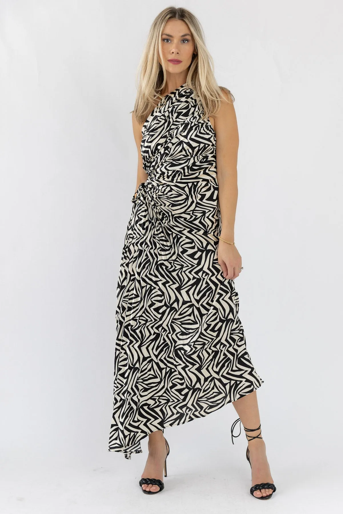 Cassia Asymmetrical Pleated Dress - Final Sale