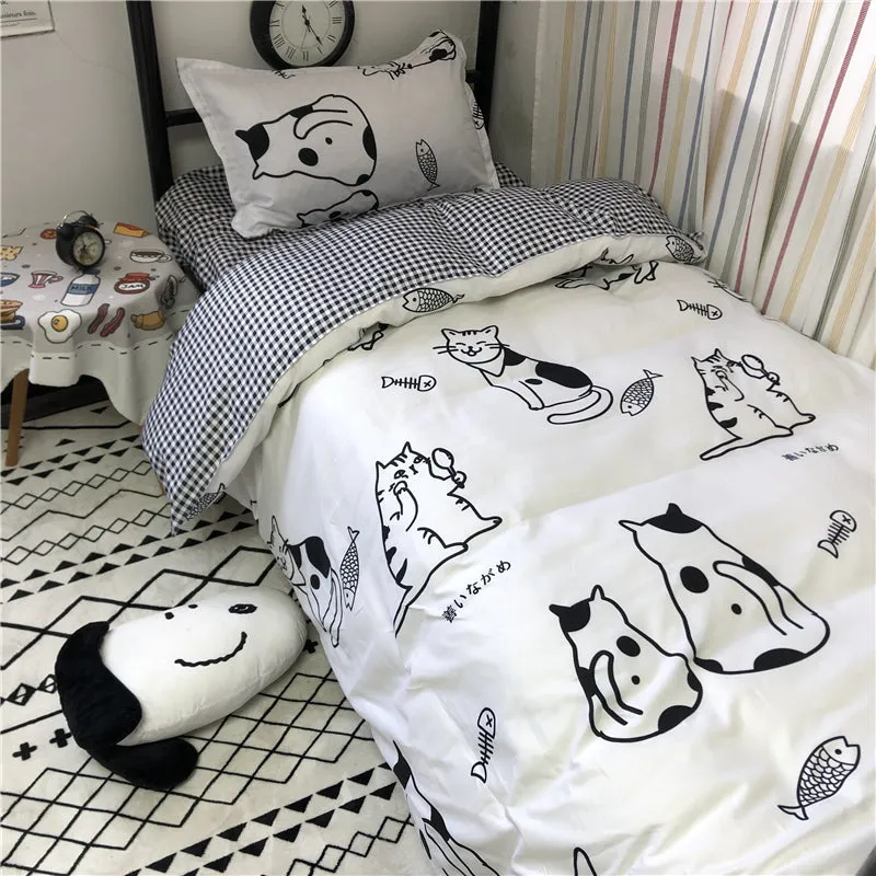 Cat Student Bed Sheet 4 Pieces AD11835