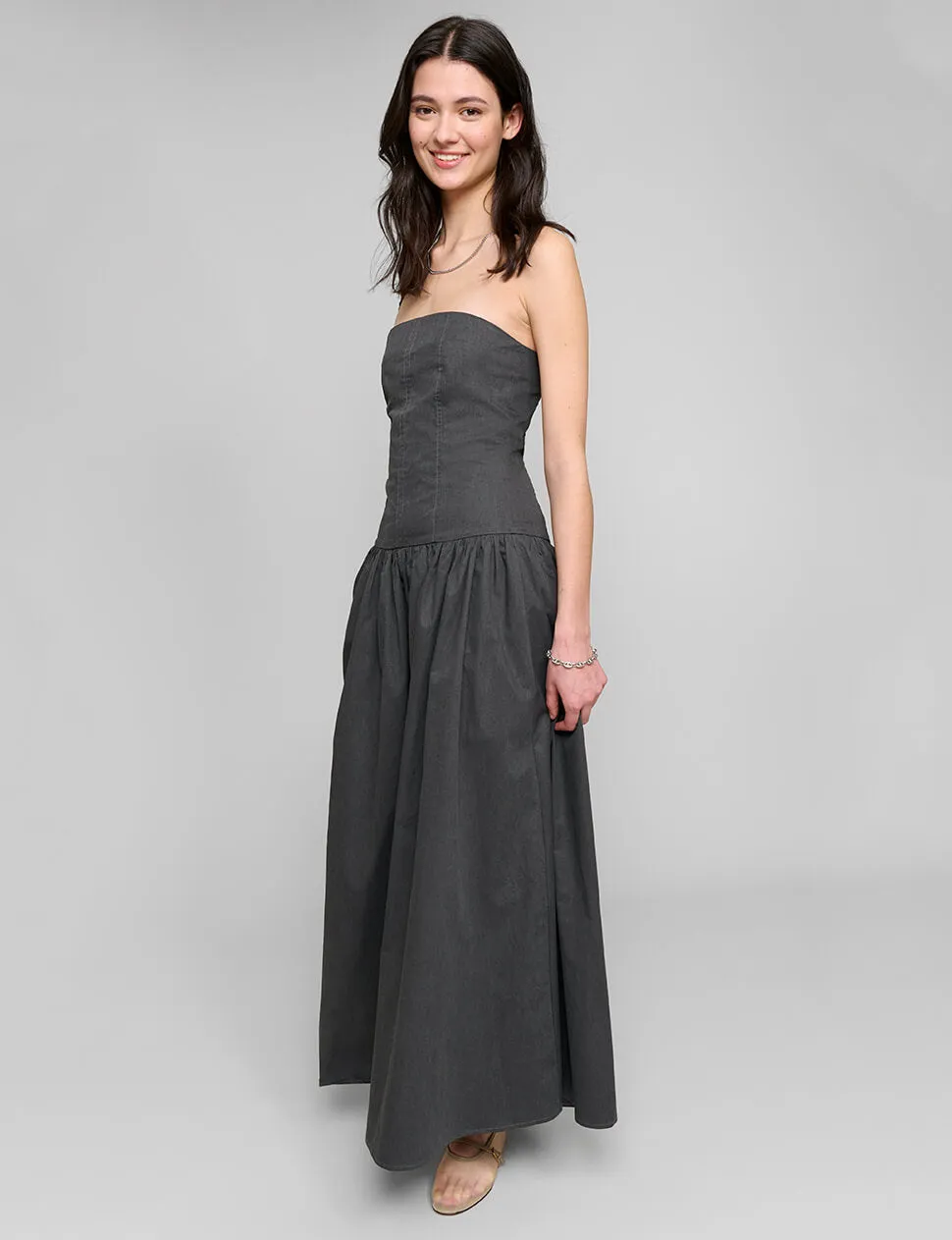 Charcoal Strapless Dress