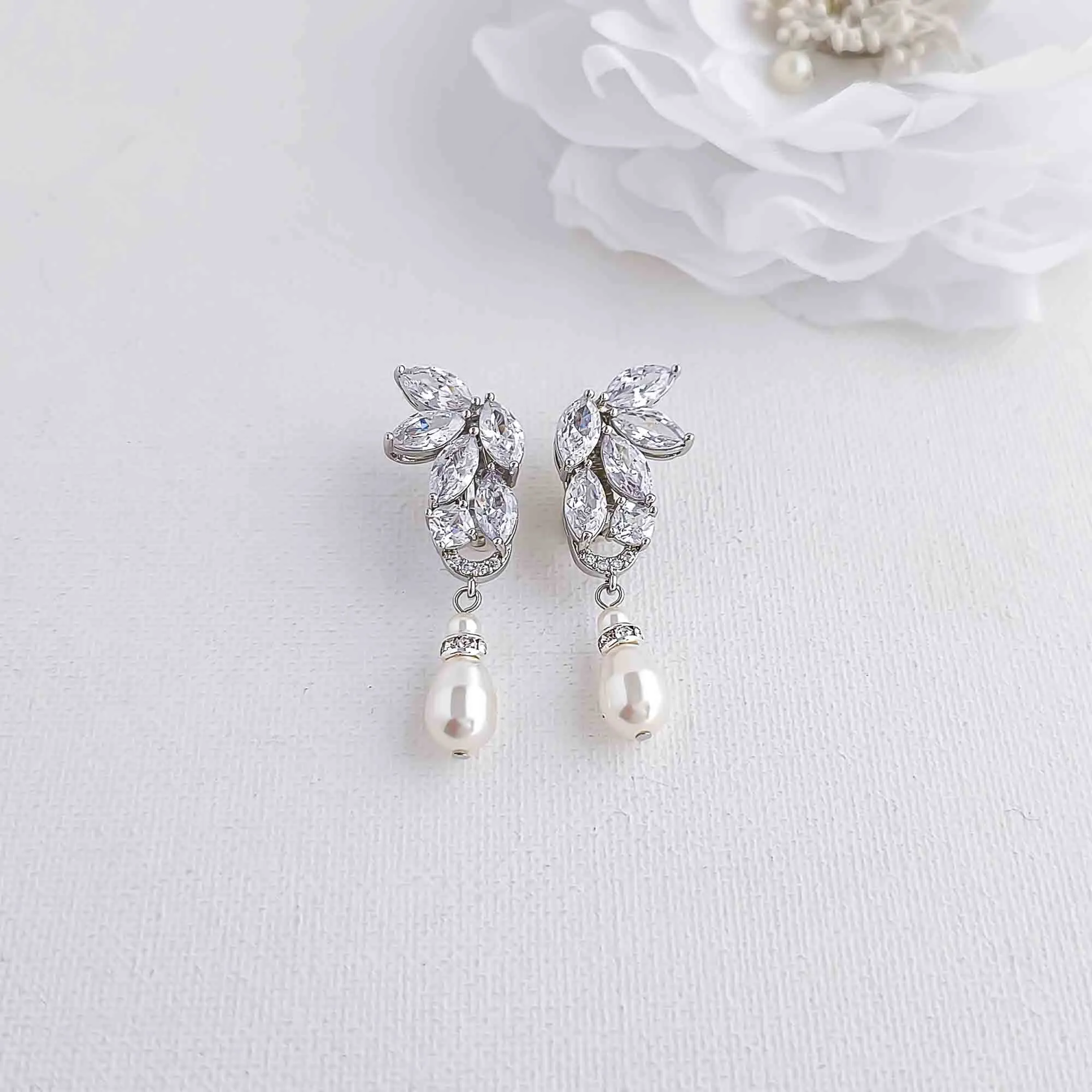 Clip On Pearl Drop Earrings-Talia