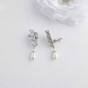 Clip On Pearl Drop Earrings-Talia