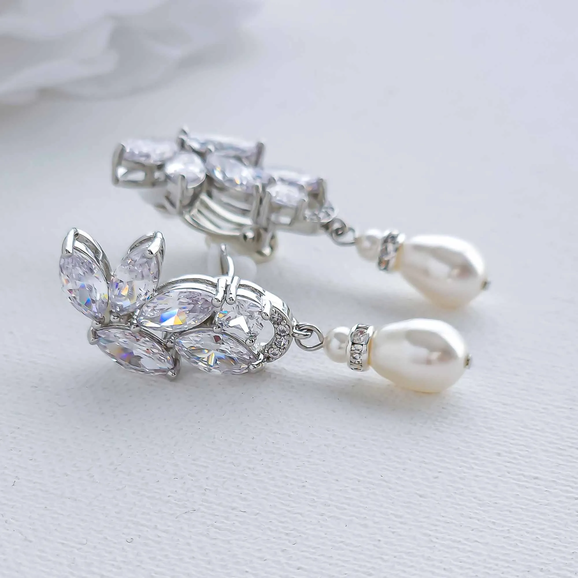 Clip On Pearl Drop Earrings-Talia