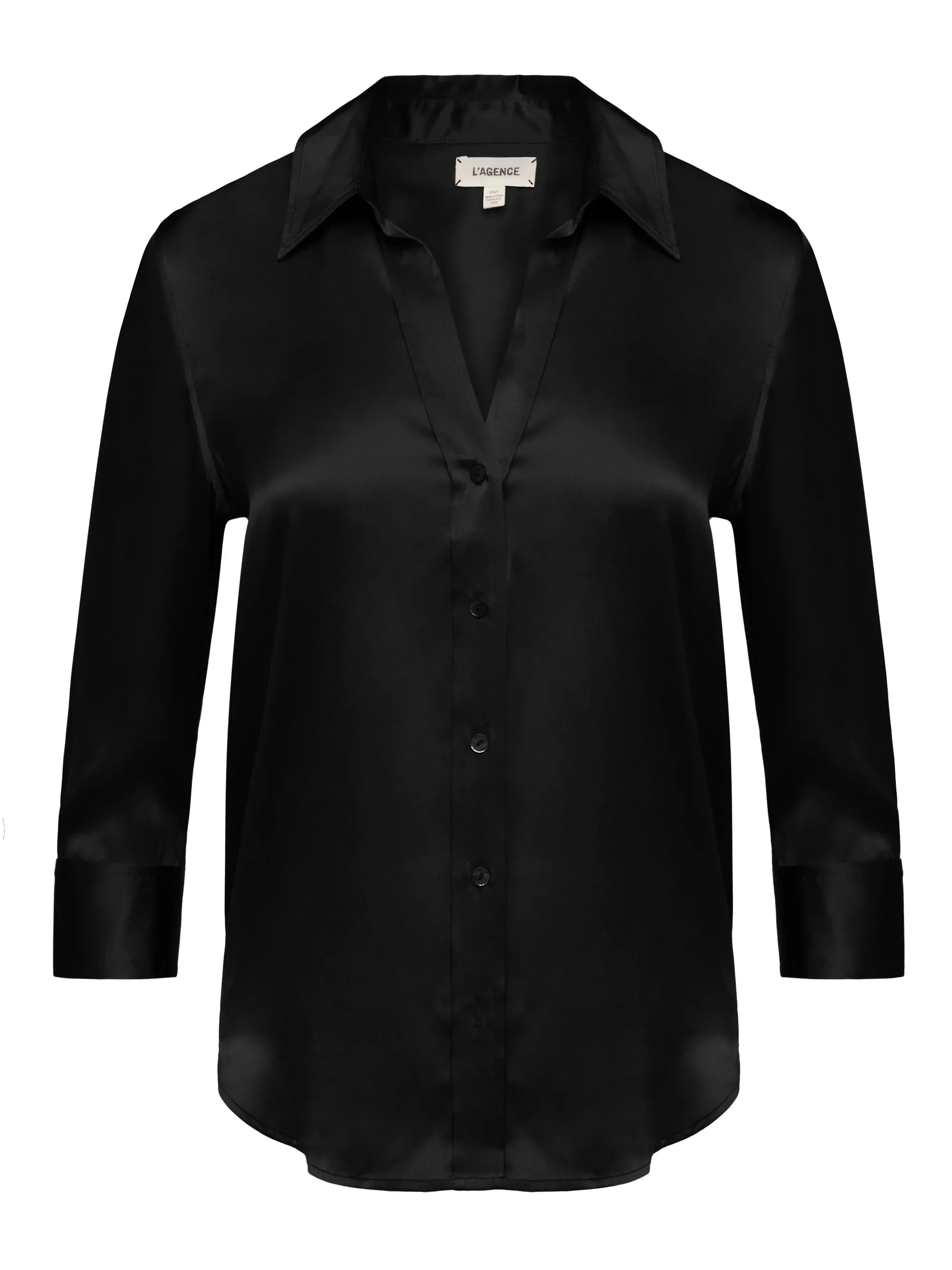 DANI 3/4 SLEEVE BLOUSE (BLACK) - L'AGENCE