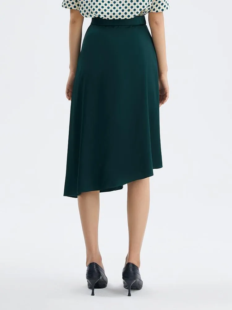 Dark Green Triacetate Asymmetrical Skirt