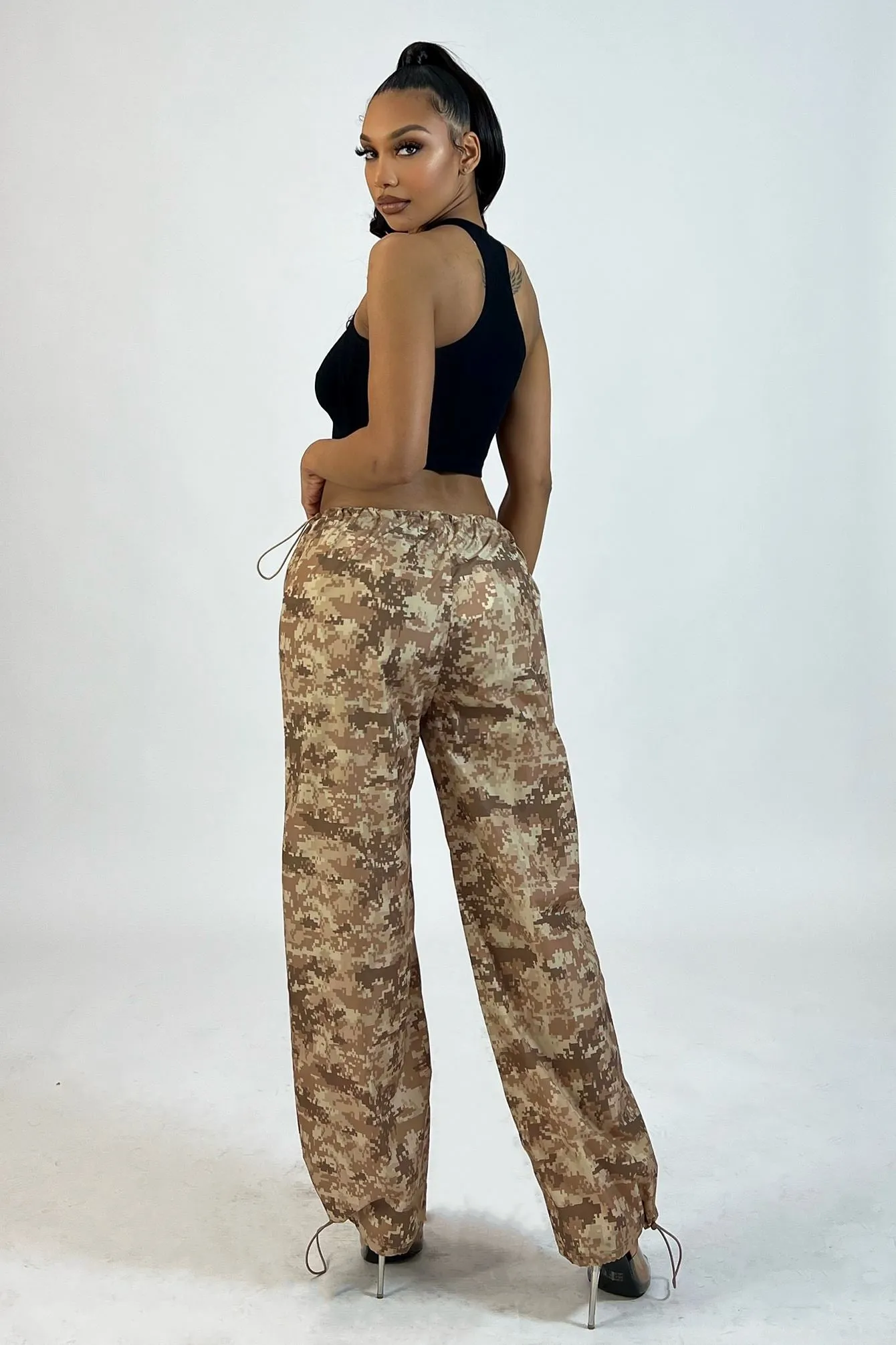 Digital Nylon Cargo Baggy Pants