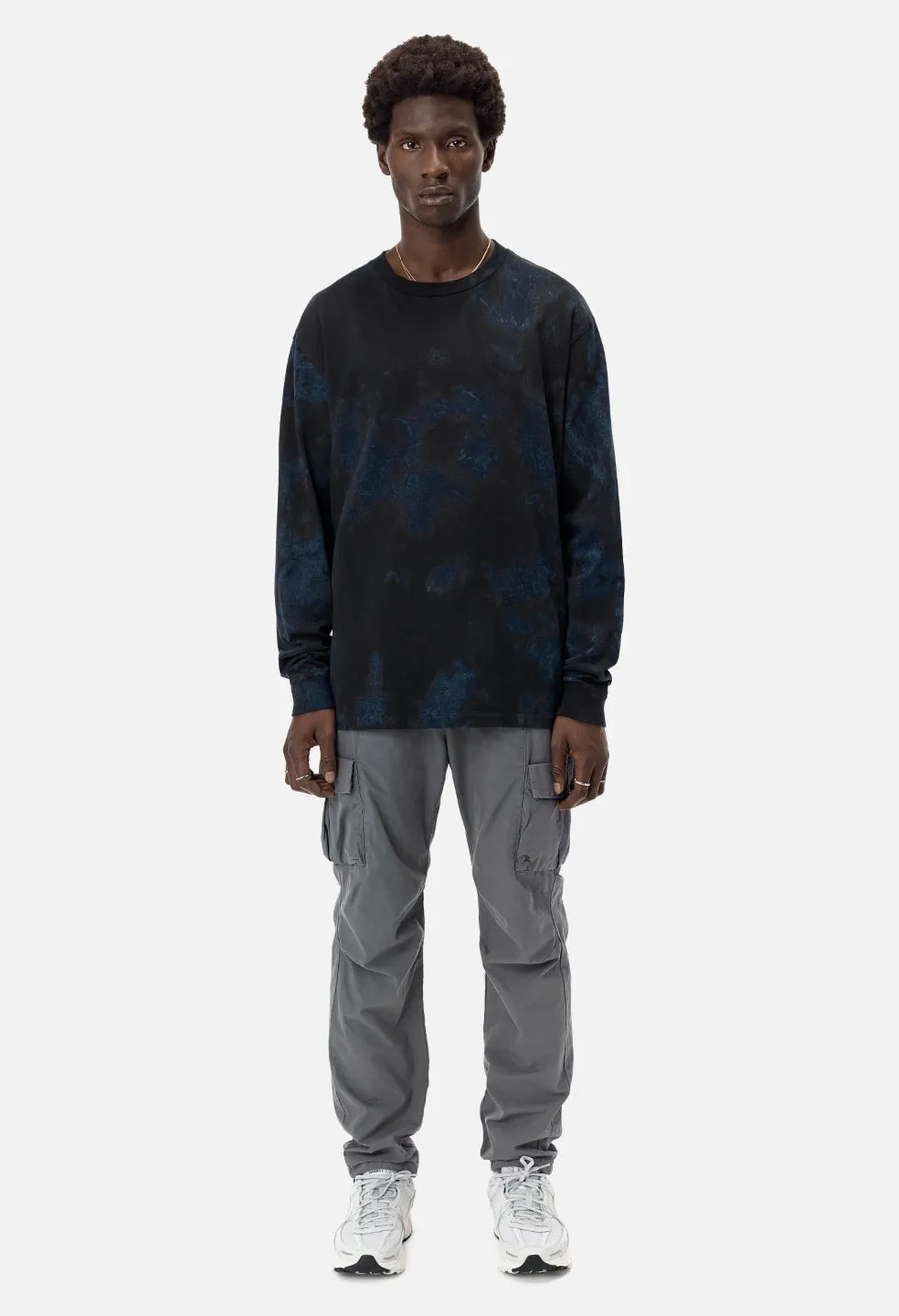 Double Dye LS University Tee / Indigo X Black