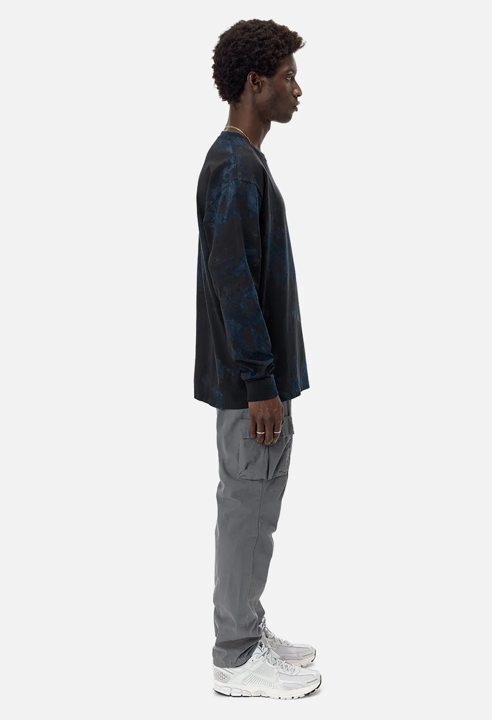 Double Dye LS University Tee / Indigo X Black