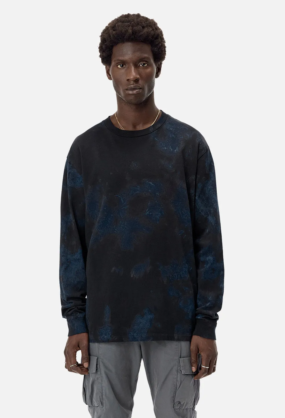 Double Dye LS University Tee / Indigo X Black