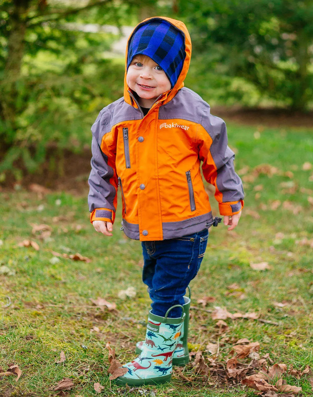 Earthy Dinosaurs Loop Handle Rubber Rain Boots