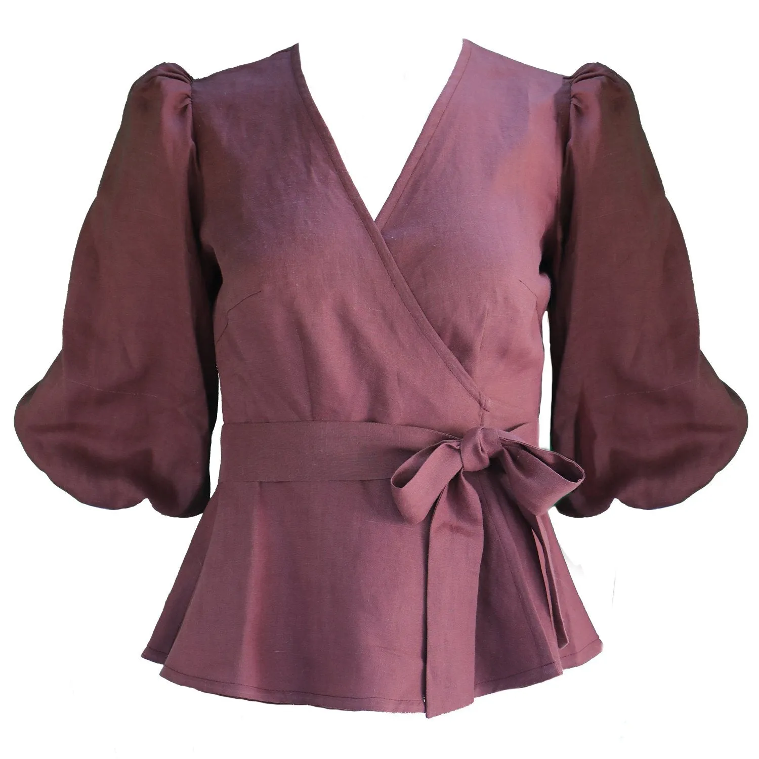 Ellen Wrap Top / Plum Linen