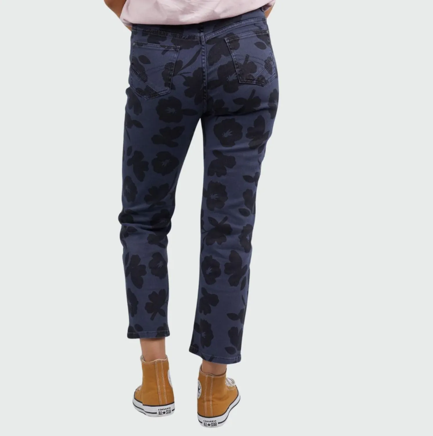 Elm - Ada Abstract Straight Leg Jean - Dark Floral