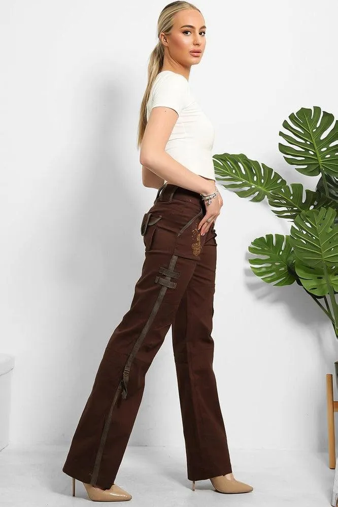 Embroidered Sequinned Detail Cargo Trousers