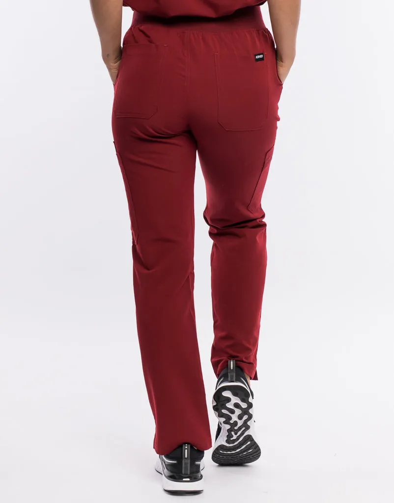 Essential Multi-Pocket Scrub Pants - Syrah Red