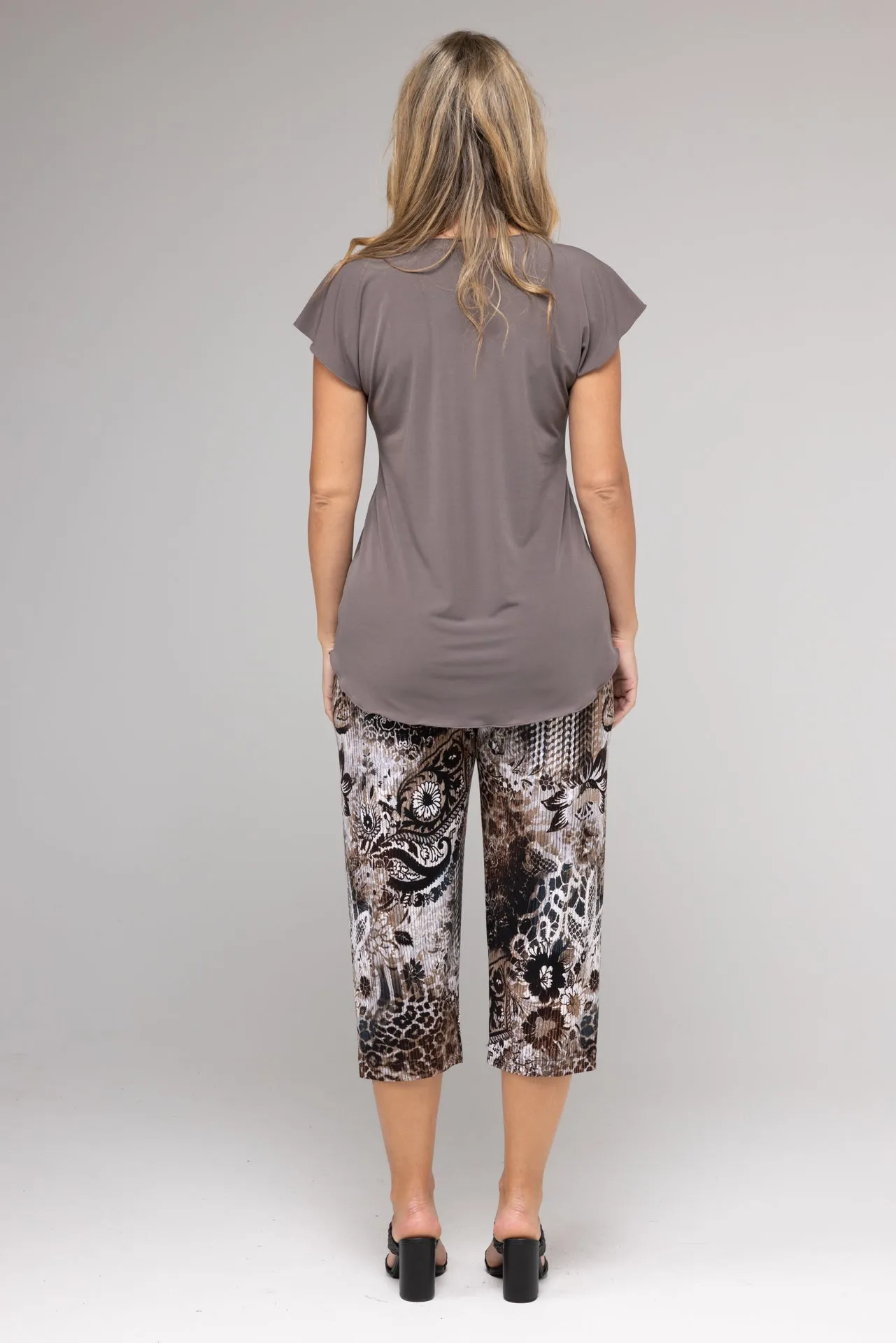 Feline Print 3/4 Jersey Palazzo Pants