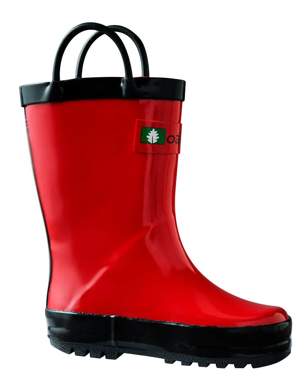 Fiery Red Loop Handle Rubber Rain Boots