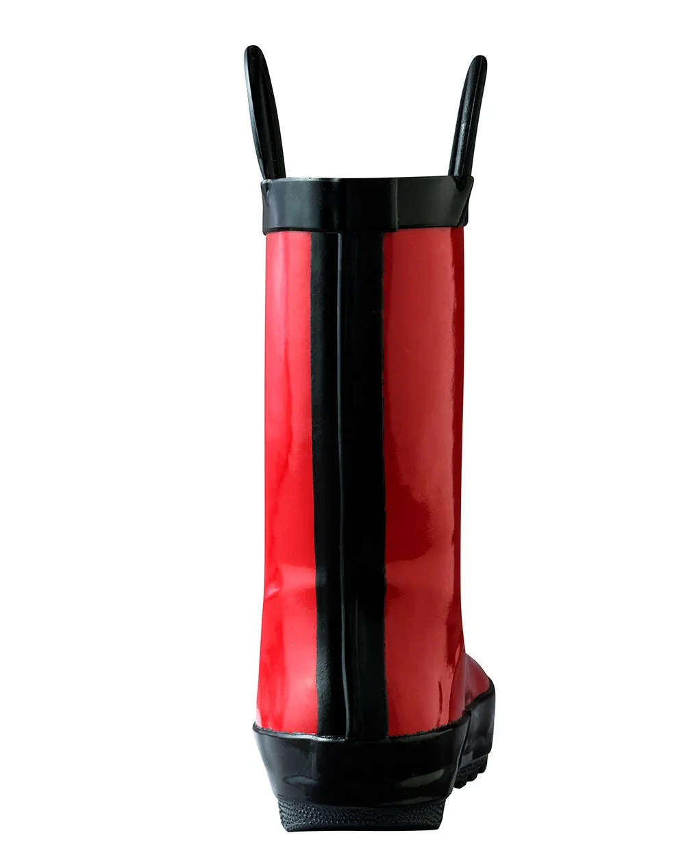 Fiery Red Loop Handle Rubber Rain Boots