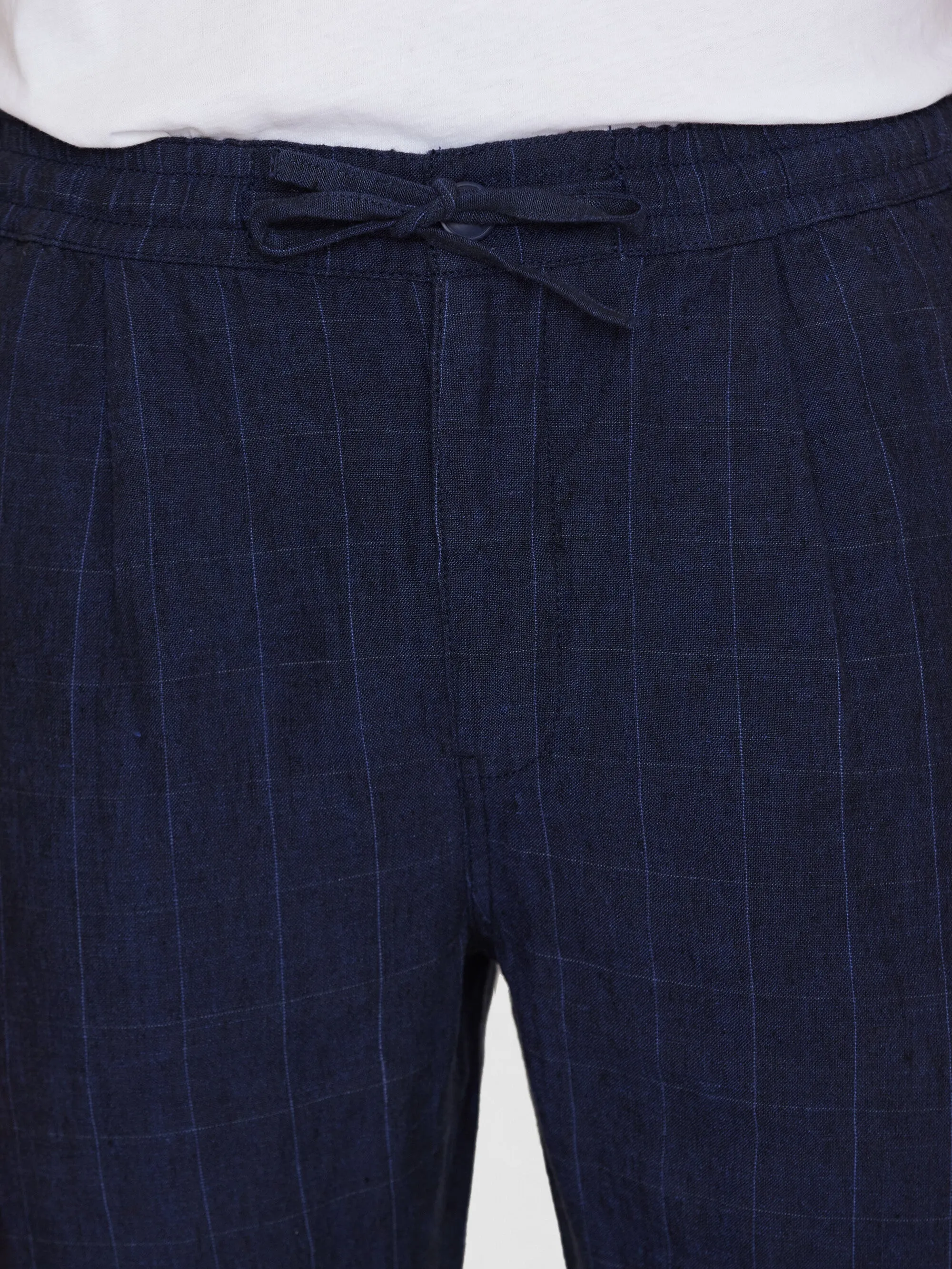 FIG loose checked linen pants - GOTS/Vegan - Night Sky